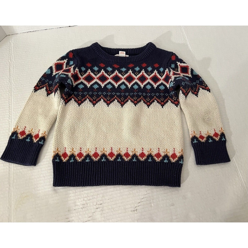 Cat & Jack 2T Sweater Navy Blue Red blue Off-White And Yellow‎